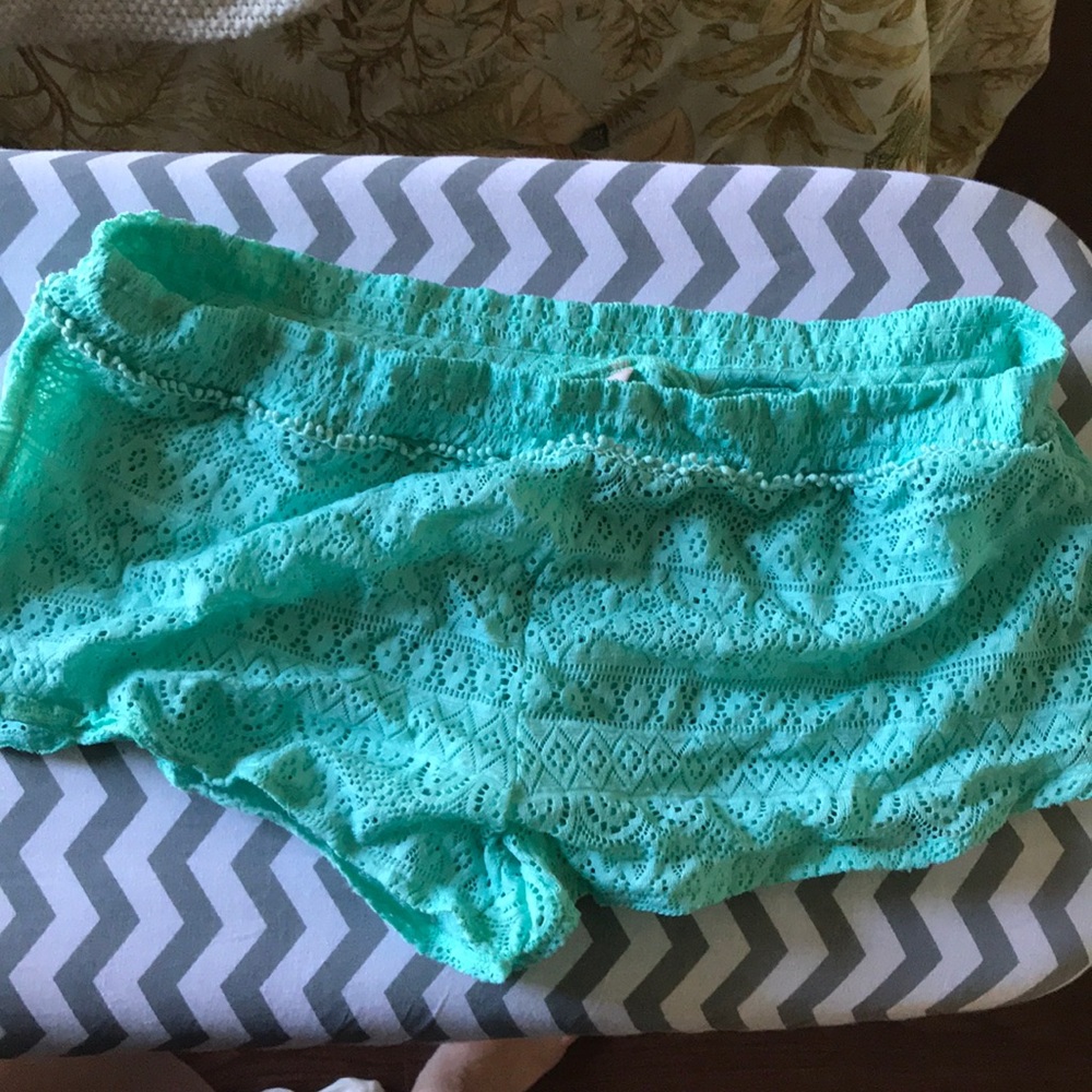Lace swim suit cover up shorts
